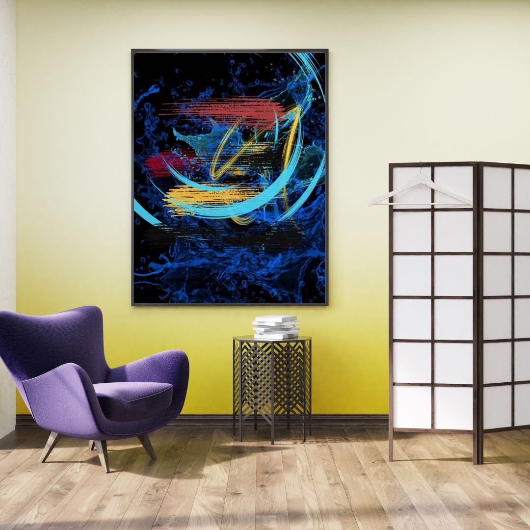 Eye-catching abstract home decor print with dynamic composition