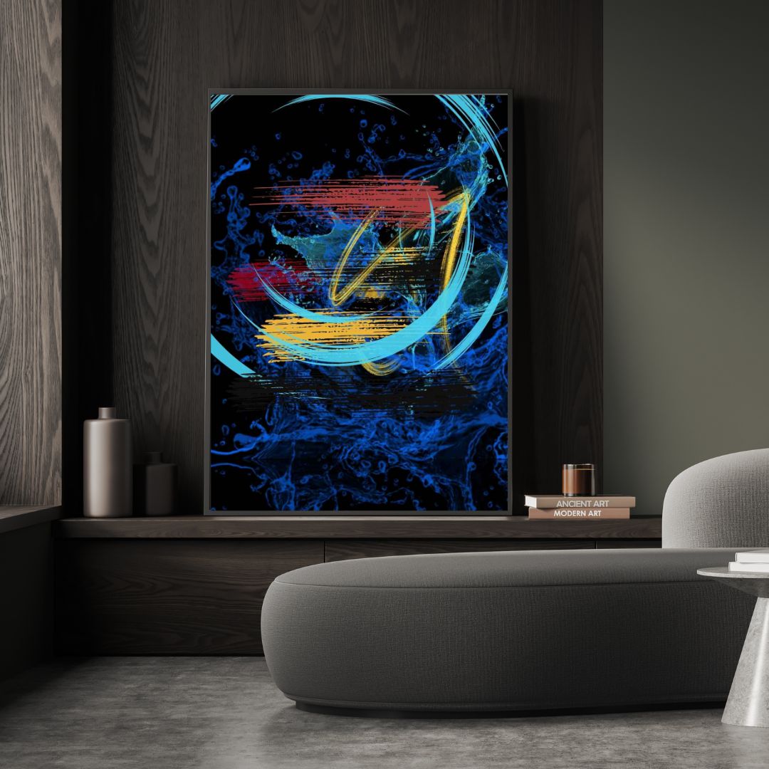 Contemporary abstract painting with artistic brushstrokes
