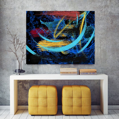 Modern digital art print with abstract energy and fluid patterns