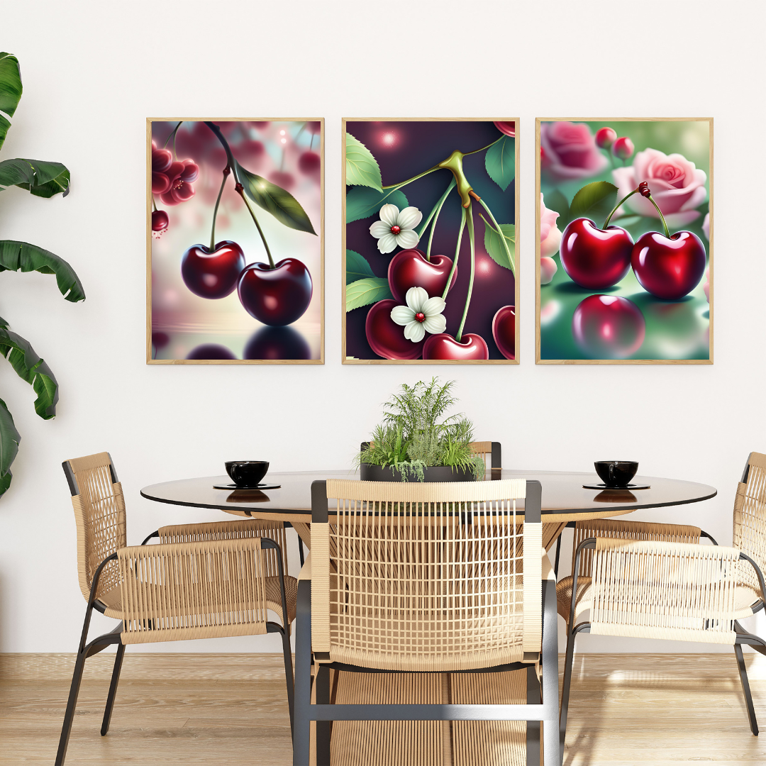 Charming cherry wall print for rustic and romantic home styling