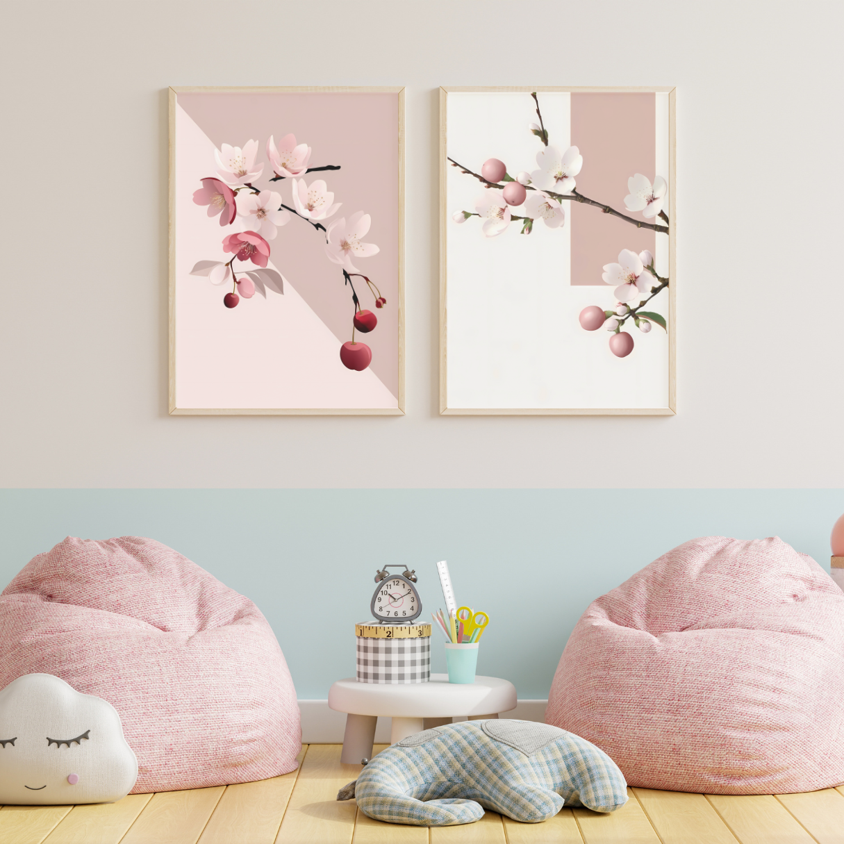 Elegant nature-inspired print bundle – cherry blossom illustrations for home and office walls