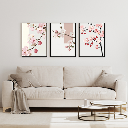  Instant download floral art set – pastel cherry blossom print bundle for stylish interiors