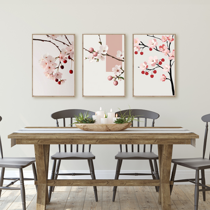 Printable cherry blossom posters – instant download art set for home and office decor