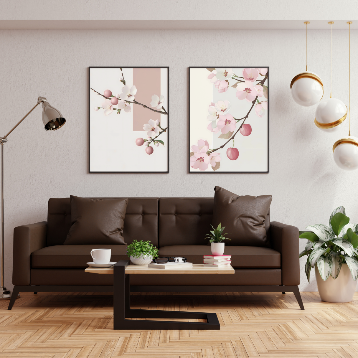 Zen and mindfulness cherry blossom prints – soft pink floral digital downloads