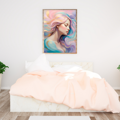 Mindfulness-inspired canvas artwork featuring a tranquil goddess portrait