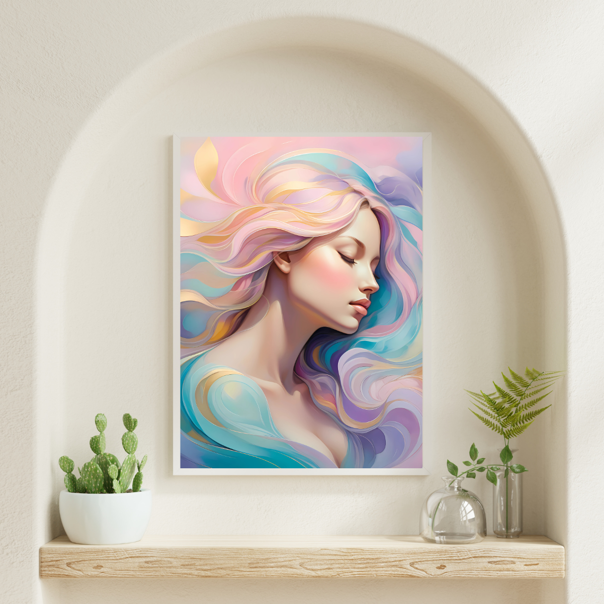 Pastel aesthetic wall décor canvas featuring divine feminine energy
