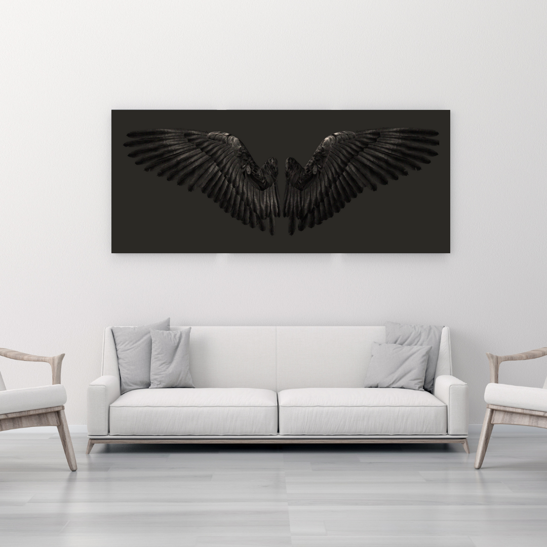 Black Angel Wings Digital Art | Spiritual Wall Décor, DIY Crafts and Meaningful Gifts for Modern Interiors Gift - ForArtHunters