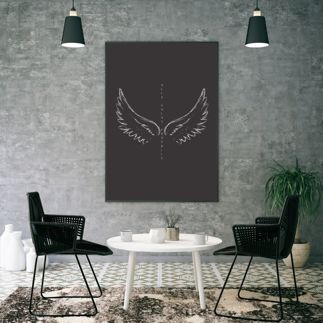 Alis Volat Propriis" Wall Art Printable | Inspirational Latin Quote "She Flies With Her Own Wings" – Empowerment & Resilience Design - ForArtHunters