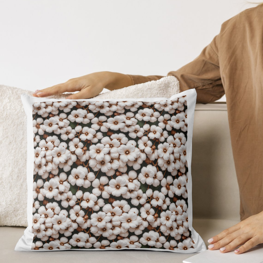 Cotton flower pattern in a pillow 