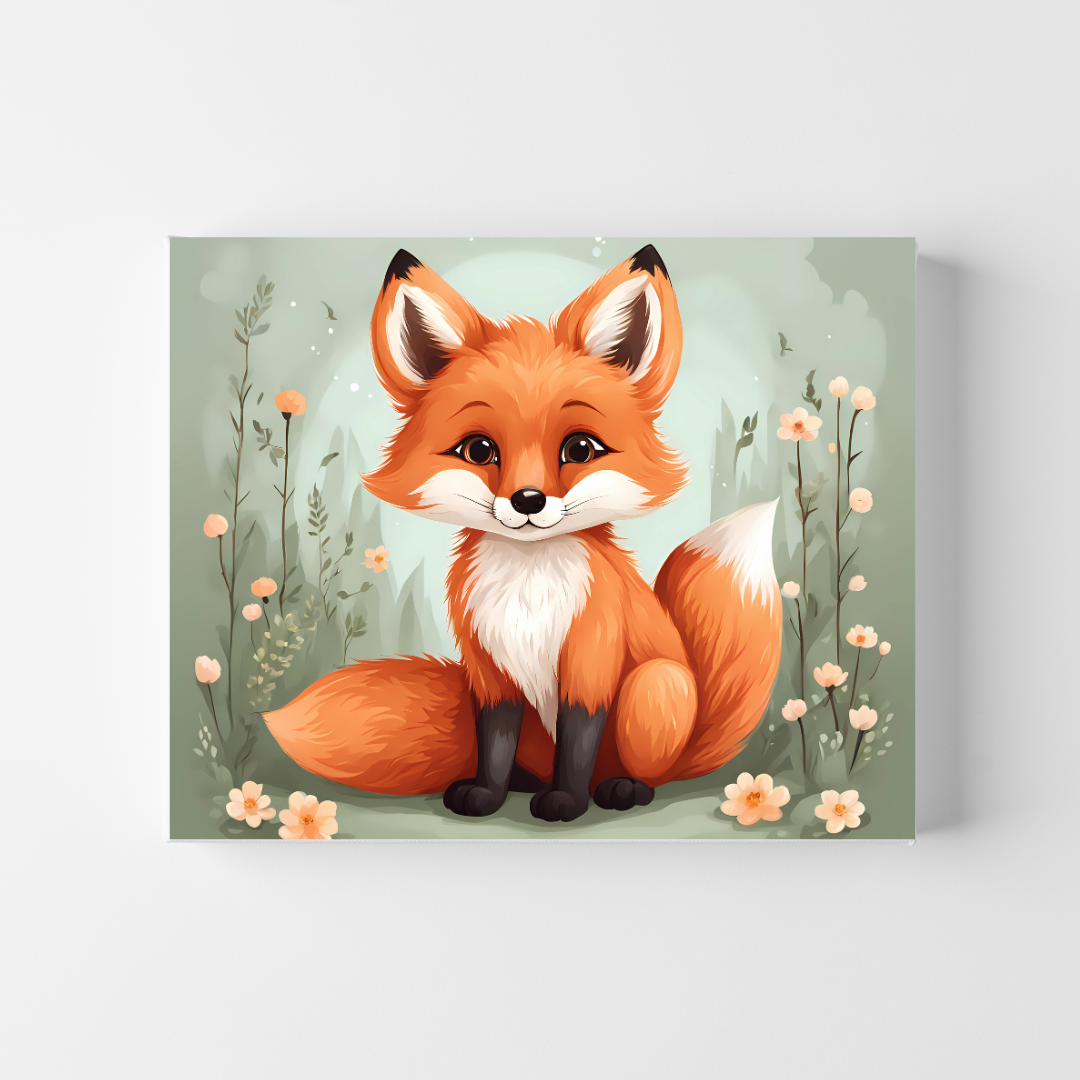 Printable fox poster set with enchanting floral accents, perfect for woodland nursery or rustic decor.