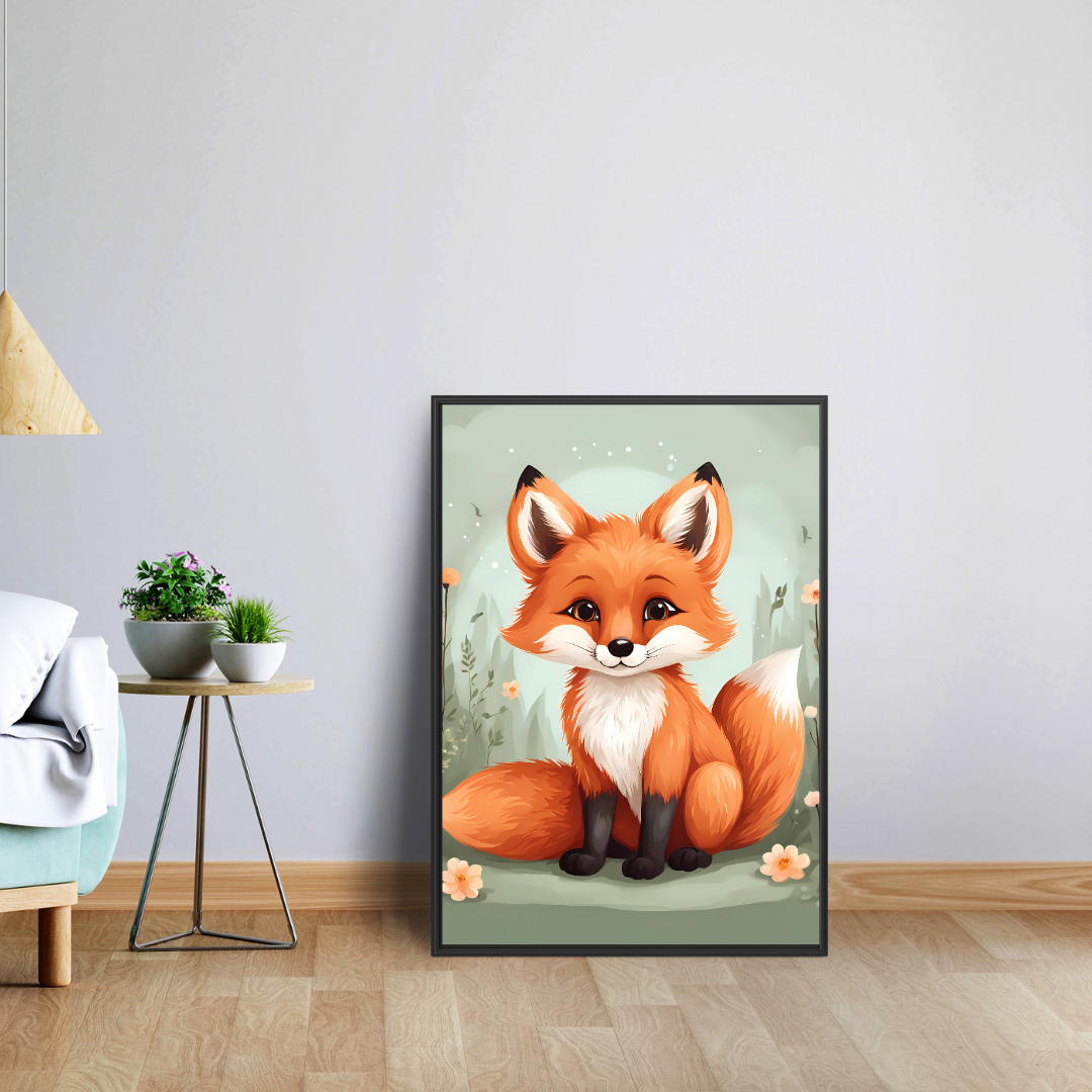 Fox-themed digital artwork set with dreamy backgrounds, ideal for cottagecore and forest-inspired interiors.