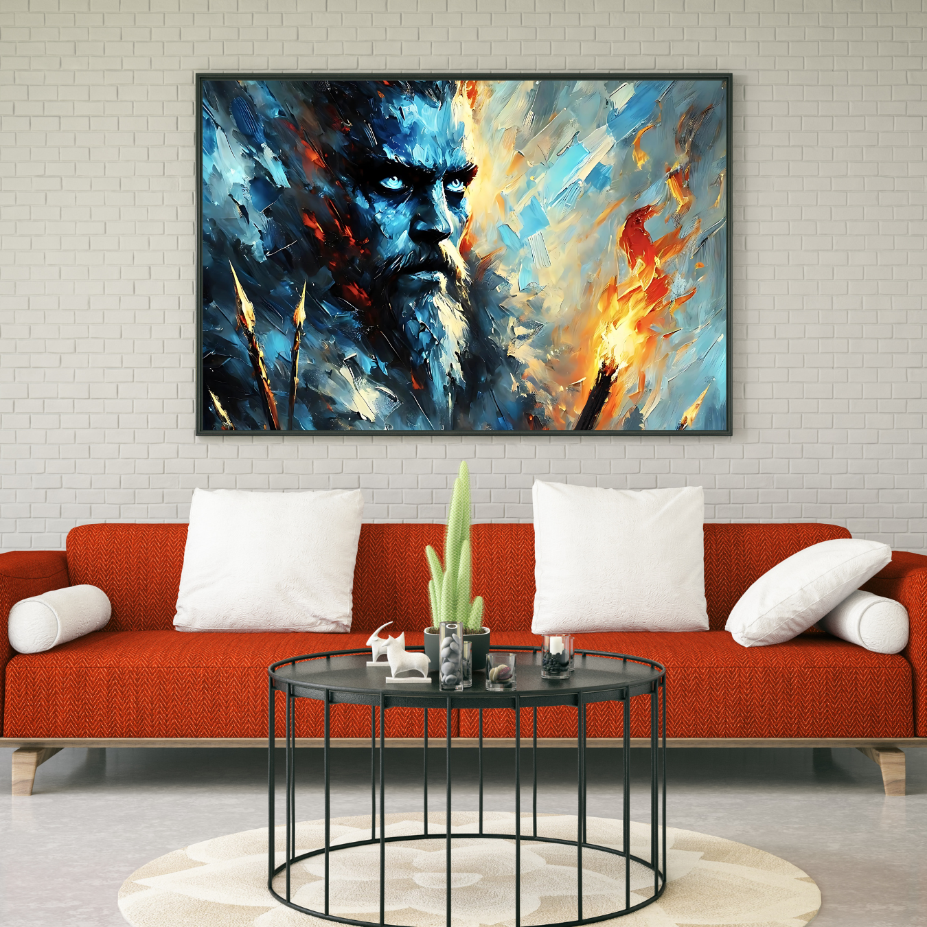 Raw and emotional abstract warrior decor for bold spaces