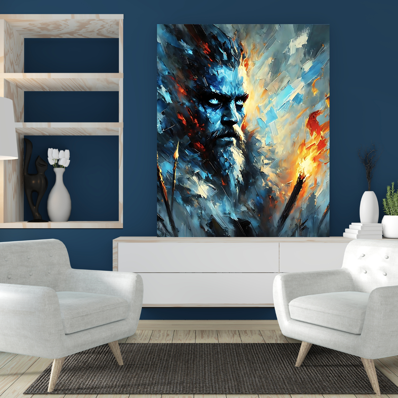 Expressionist Viking warrior energy in digital art format