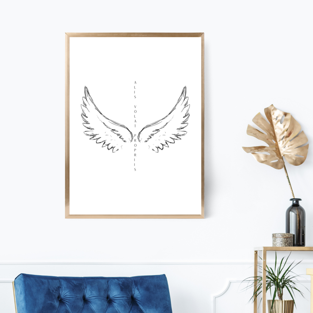 Alis Volat Propriis" Wall Art Printable | Inspirational Latin Quote "She Flies With Her Own Wings" – Empowerment & Resilience Design - ForArtHunters