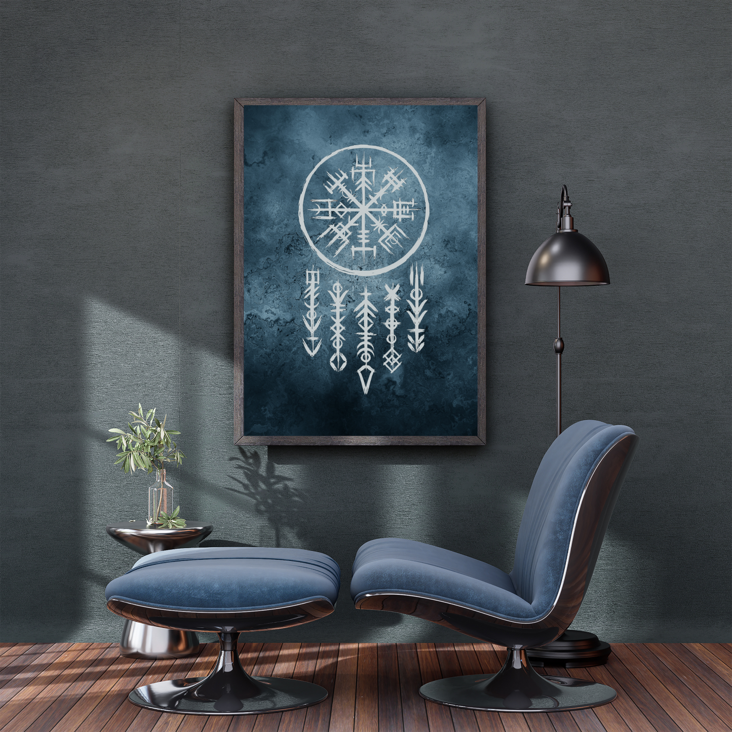 Printable Viking Art with Nordic Runes & Vegvisir Compass | Norse Mythology Wall Decor | Futhark Symbol Digital Download - ForArtHunters