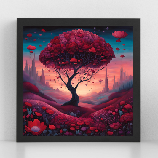 Enchanted Crimson Dreamland Art – Fantasy Digital Download for Home Décor, Creative Spaces & Gifts - ForArtHunters