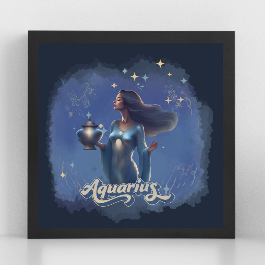 Aquarius Zodiac Artwork – Digital Download, Celestial Astrology Art for Home Décor & Spiritual Gifts - ForArtHunters