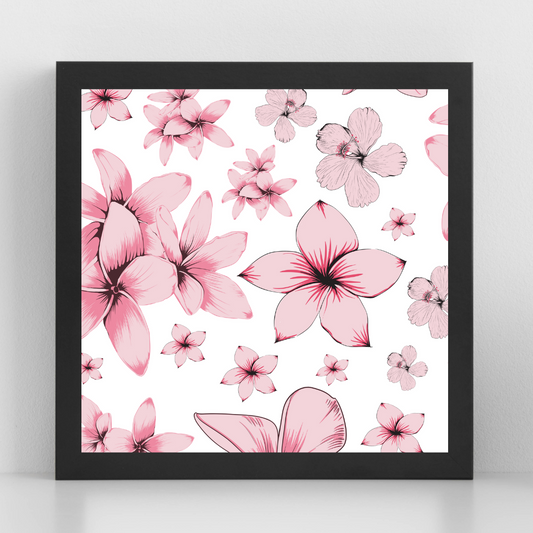 Pink Plumeria and Hibiscus Flower Digital Pattern | Tropical Floral Design for DIY Crafts, Stationery and Custom Projects - ForArtHunters