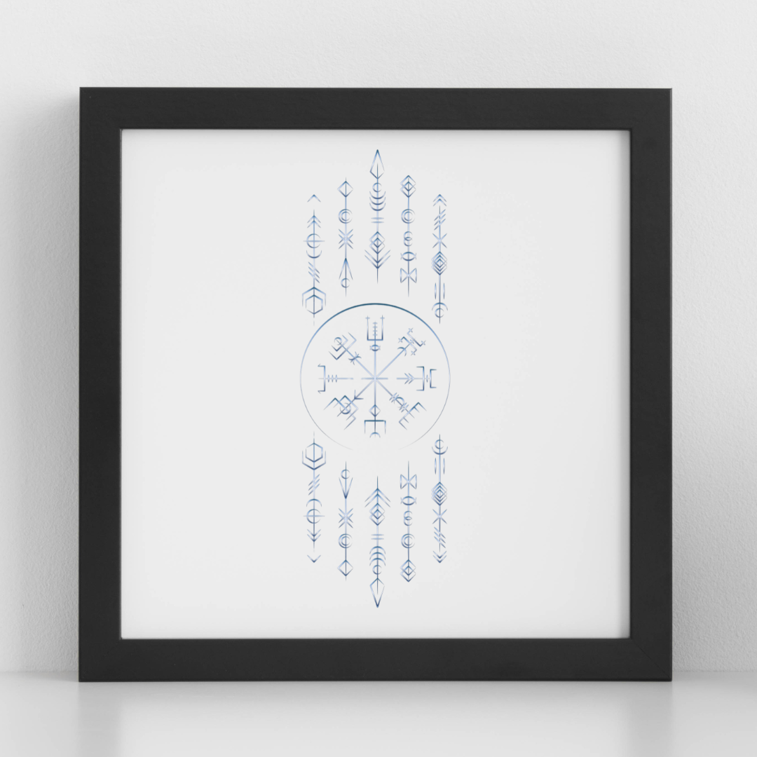 Viking Vegvisir Compass Wall Art | Norse Mythology Digital Download | Nordic Runes Symbol for Spiritual Home Décor - ForArtHunters