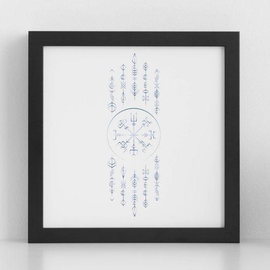 Viking Vegvisir Compass Wall Art | Norse Mythology Digital Download | Nordic Runes Symbol for Spiritual Home Décor - ForArtHunters