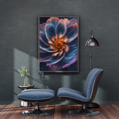 Dreamy cosmic botanical canvas in vertical orientation, ideal for astrology and boho-inspired spaces