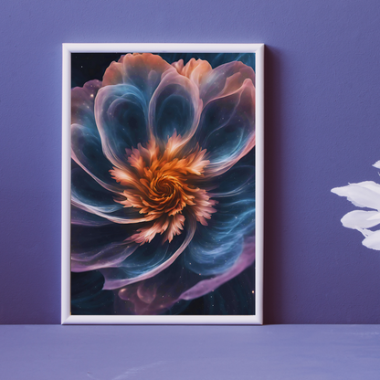 Galaxy-inspired floral landscape canvas for a mystical, boho, and ethereal home decor aesthetic