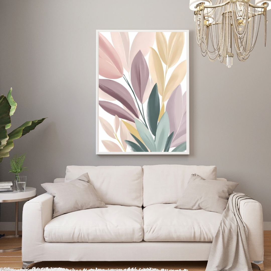 Digital botanical print set with a delicate balance of nature and modern design.