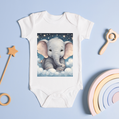 Pastel baby elephant illustration for a beautiful gift idea for birthdays, baby showers, and kids’ room decor