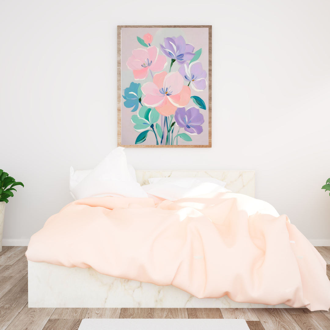 Minimalist pastel flower painting, perfect for home and office decor.