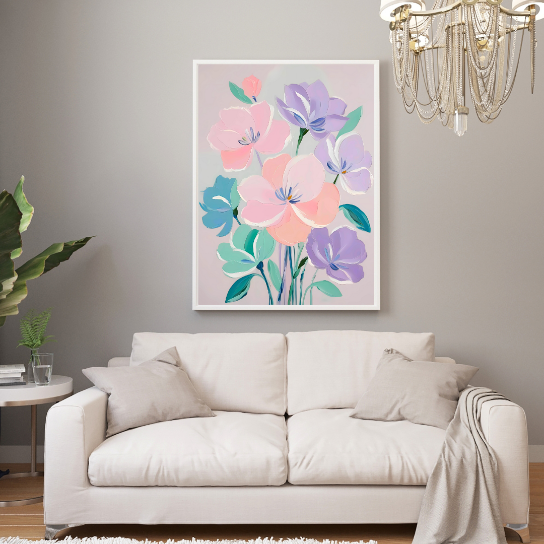 Modern floral art download featuring abstract soft botanical elements.