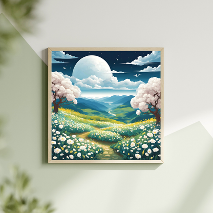 Serene nature landscape digital artwork for spring wall décor