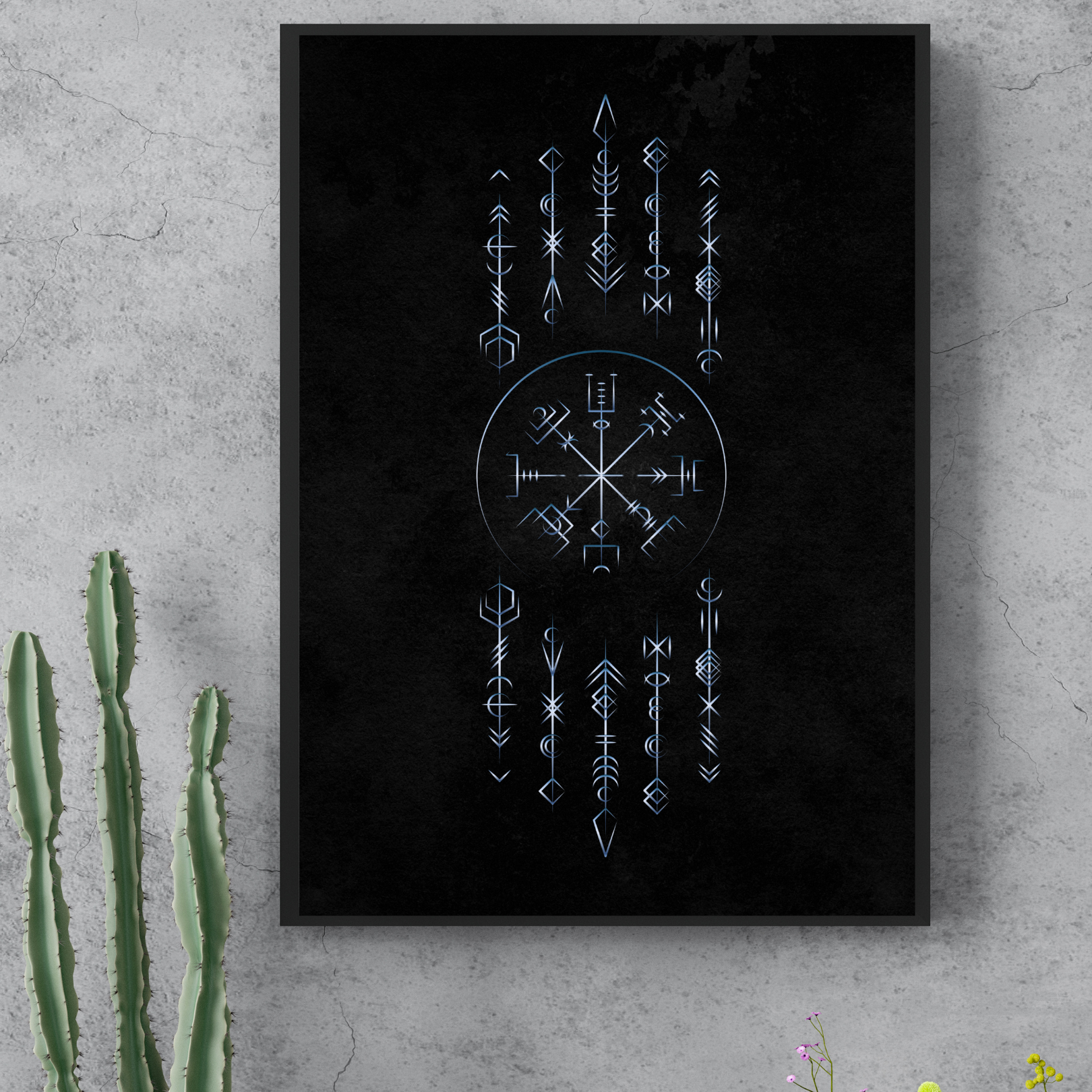 Viking Vegvisir Compass Wall Art | Norse Mythology Digital Download | Nordic Runes Symbol for Spiritual Home Décor - ForArtHunters