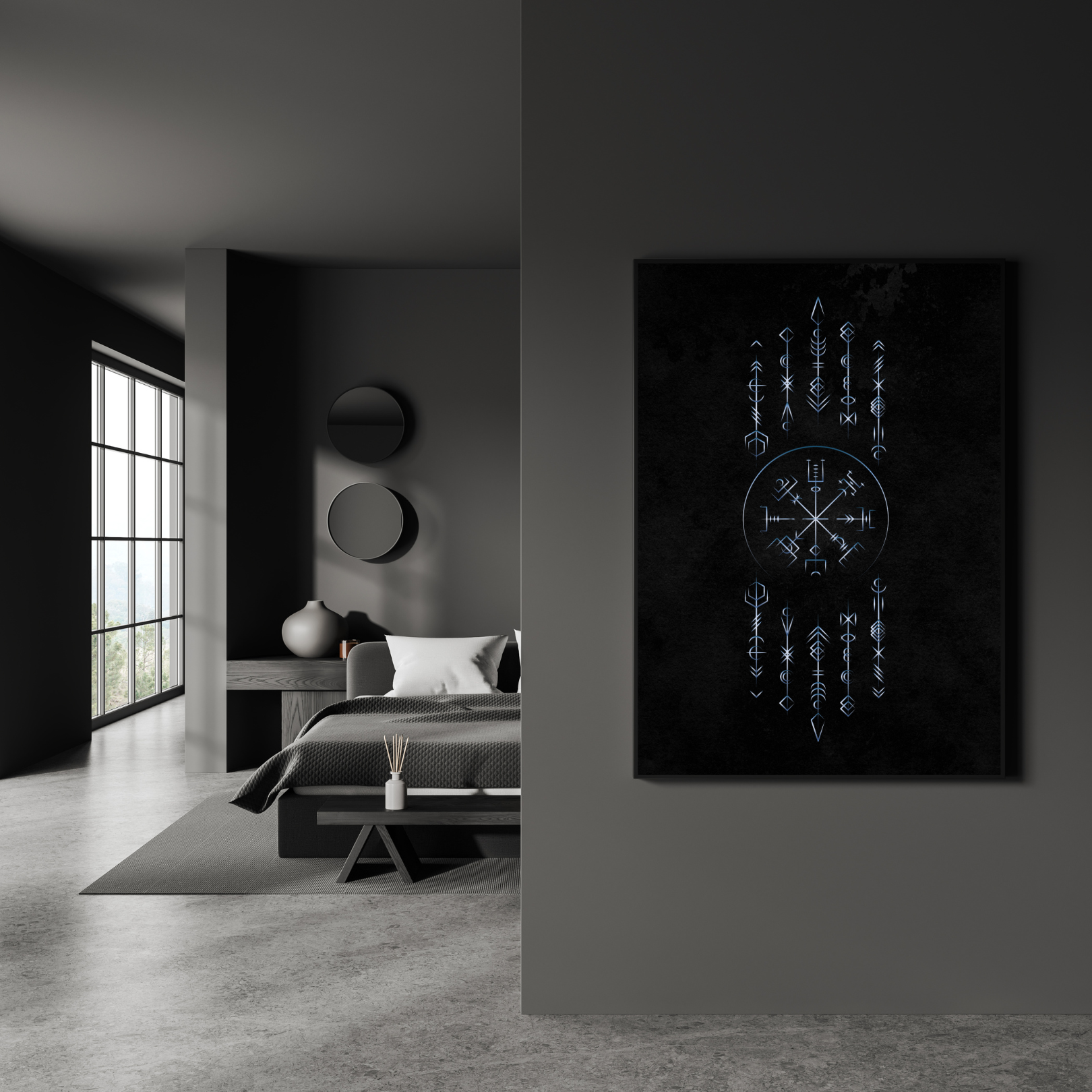 Viking Vegvisir Compass Wall Art | Norse Mythology Digital Download | Nordic Runes Symbol for Spiritual Home Décor - ForArtHunters