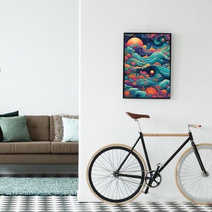 Vibrant ocean and cosmos-themed canvas artwork, bringing a sense of peace and imagination to any wall.
