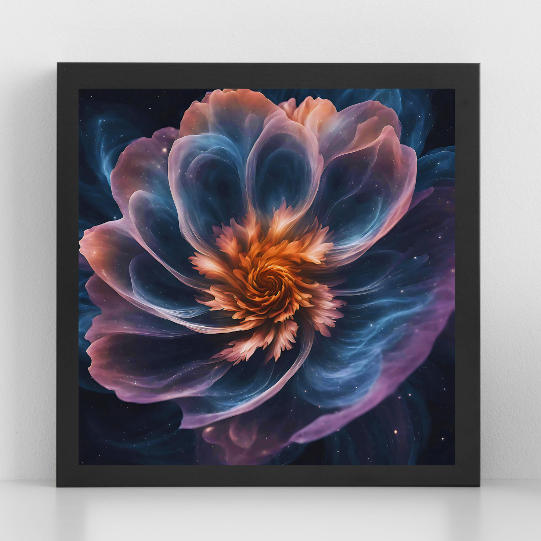 modern wall art with nebula flower cosmic art 