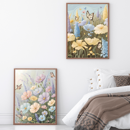 Wildflower garden wall art, soft aesthetic floral digital prints for cozy and peaceful spaces